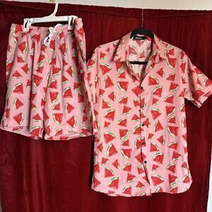 Jogal Shirt Shorts Men’s Small Button Up Short Sleeve Watermelon Print Cruise